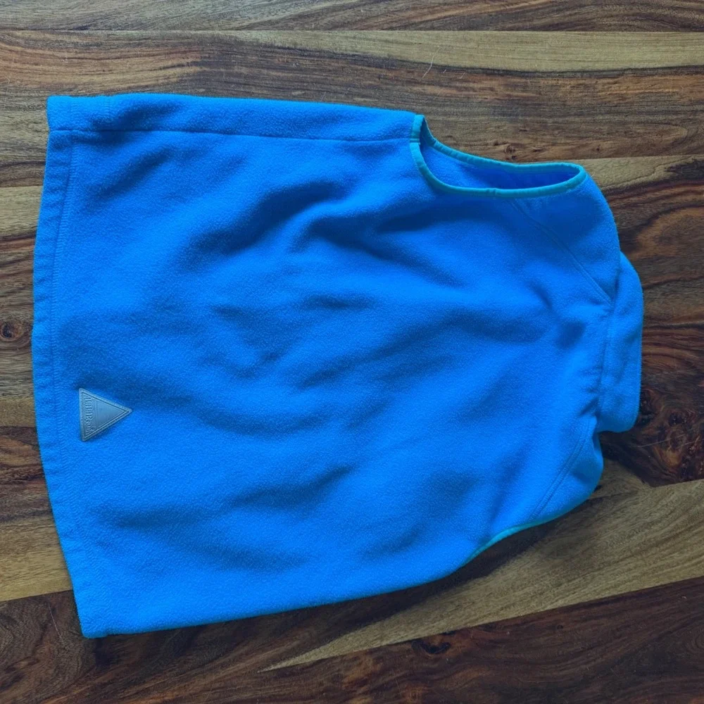 LL Bean Girls L 14-16 Blue‎ Full Zip Fleece Vest Reflective Logo Hiking Camping